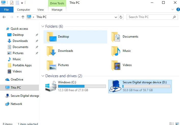 sd card on windows