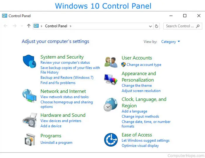 control panel control panel