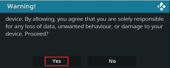 warning click yes warning click yes