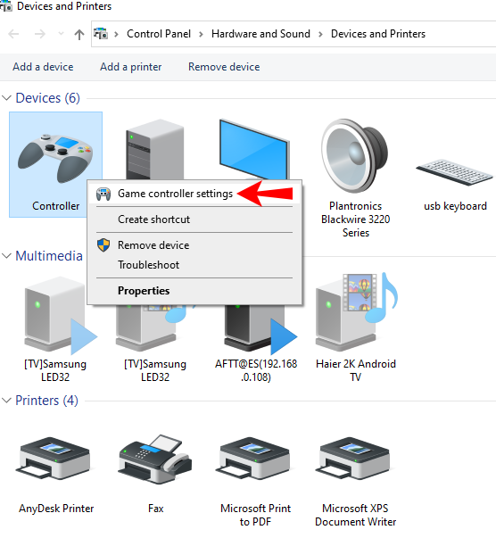 game controller settings