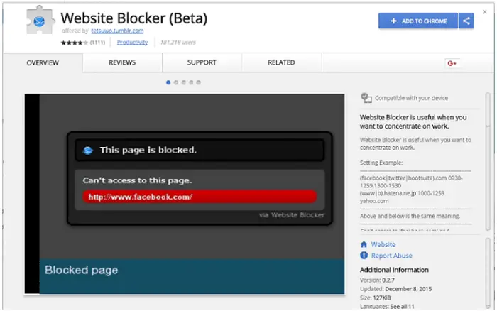 chrome android website blocker