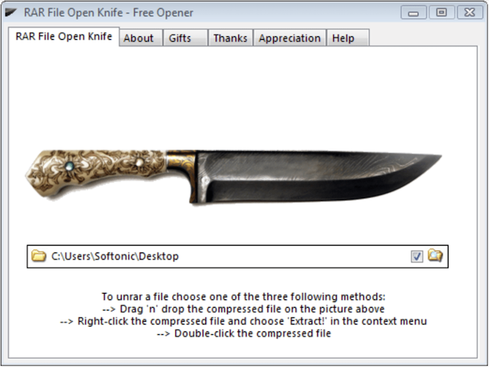 rar file open knife opener