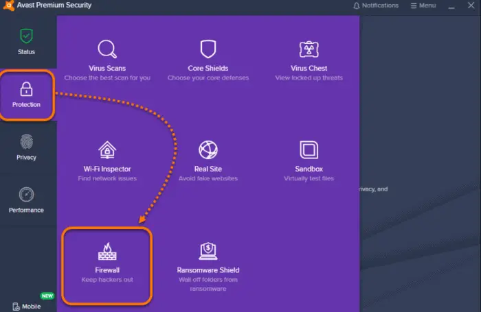 avast firewall blocking network share