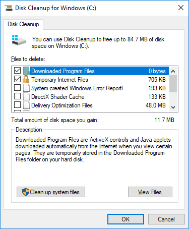 disk cleanup for widows