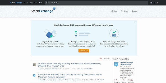 stack exchange- site like reddit