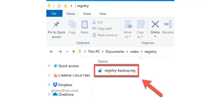 restore registry backup