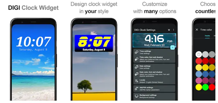 digi clock widget for date and time widgets for android