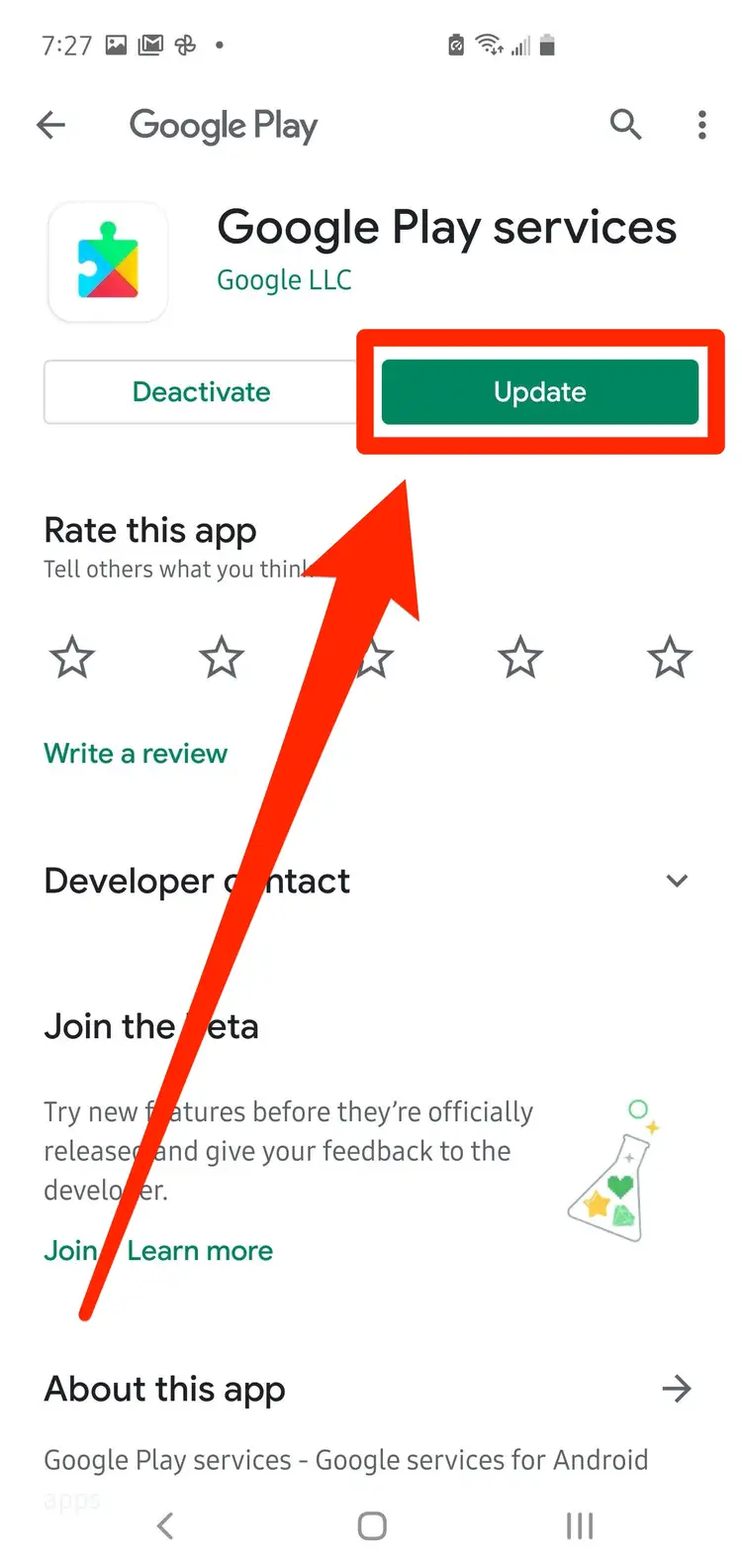 see if the Google application is updated.