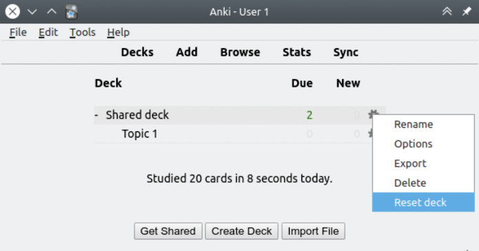 anki deck reset methods