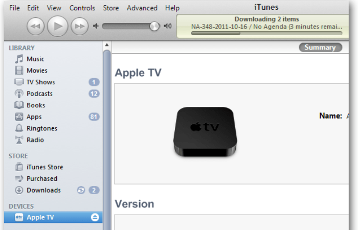 itunes detects your apple tv 3