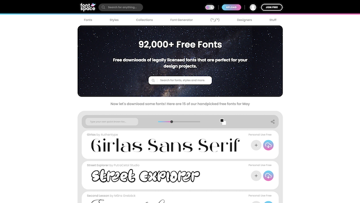font space