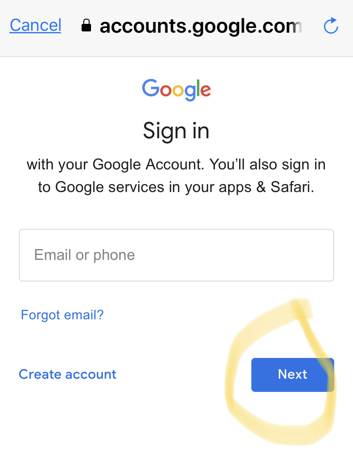 signing into your google account