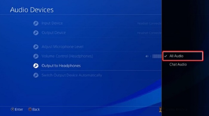 all audio option on ps4