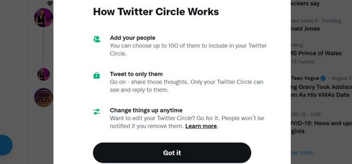 how twitter circle works