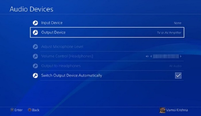 output devices on ps4