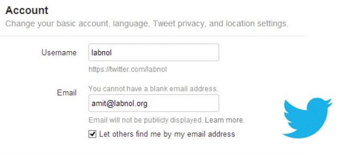 twitter linked to email