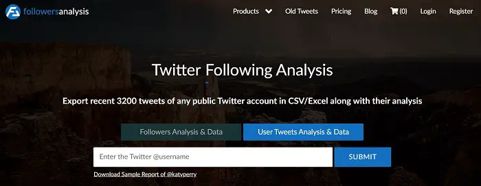 user tweets analysis option