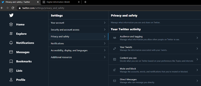 privacy and safety twitter
