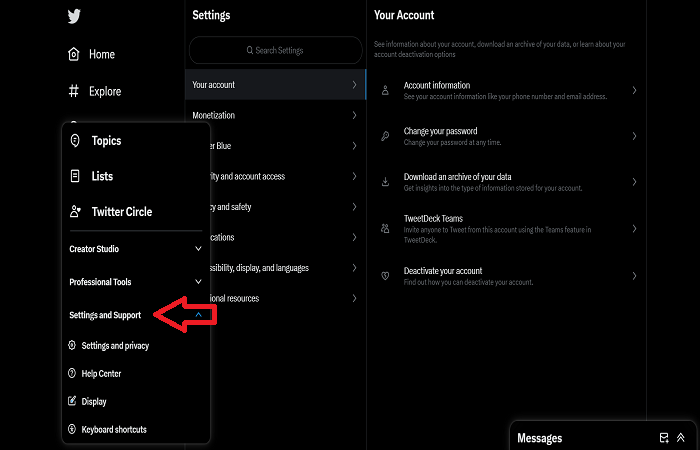settings and support