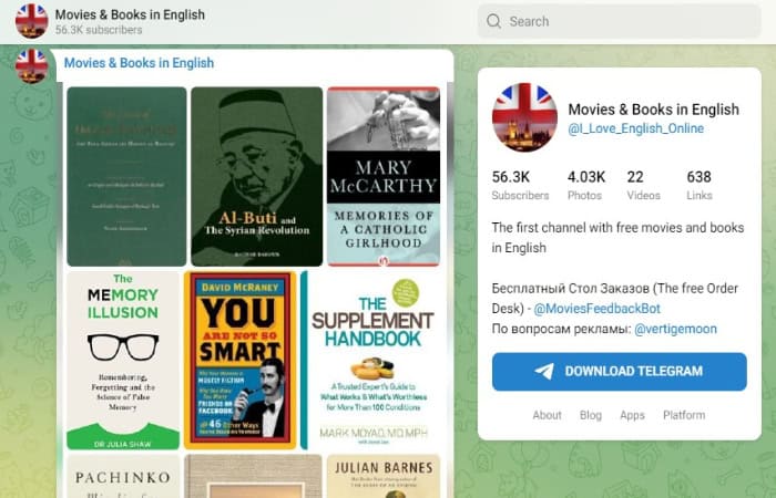 movies and books in english