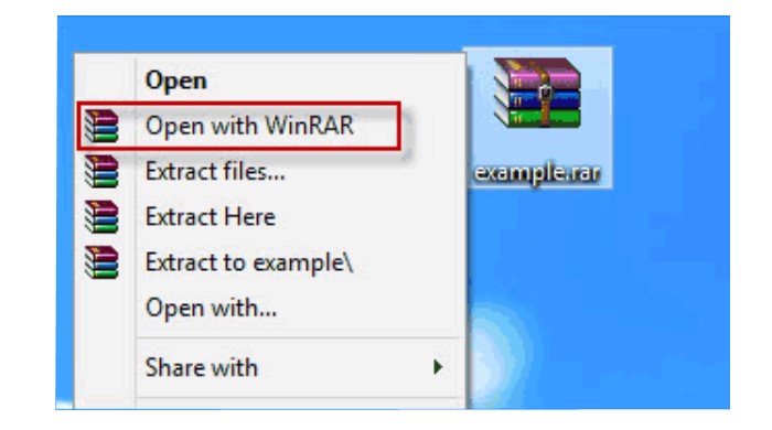 open with winrar