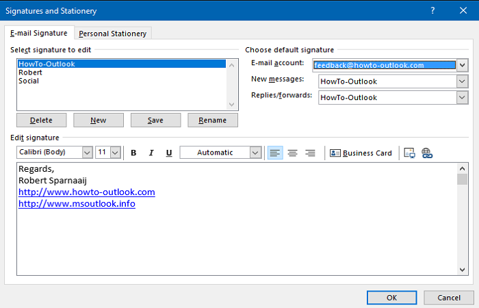 outlook signature