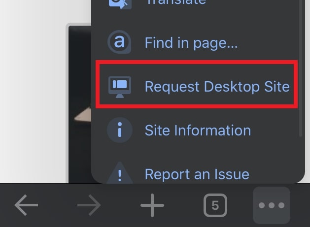 request desktop site