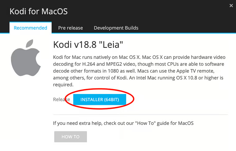 version of kodi for mac