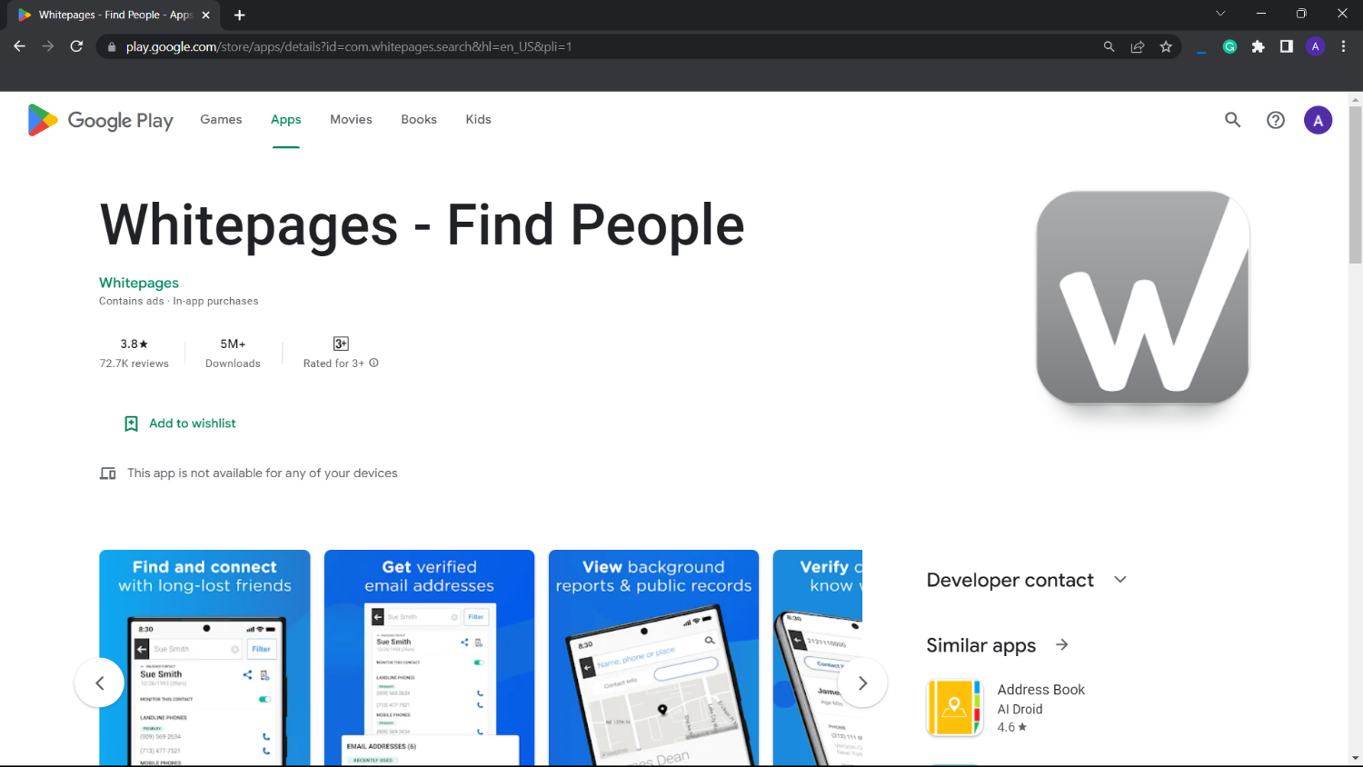 whitepages app