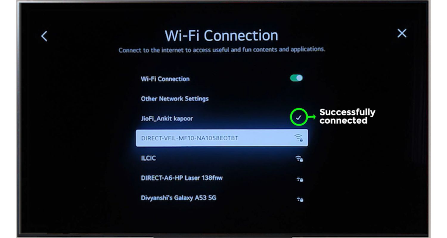 lg tv connected to wifi