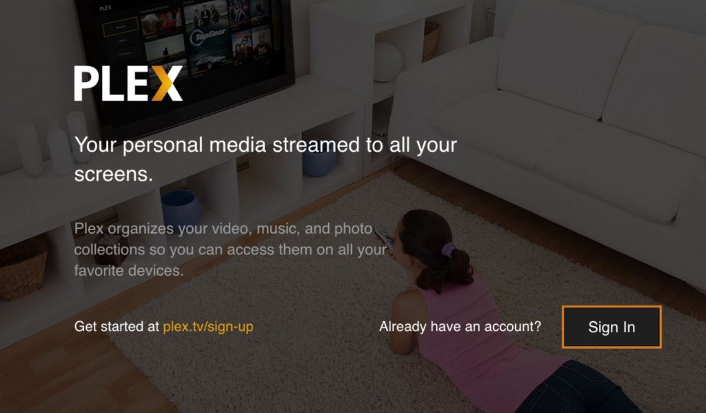 sign in to plex account