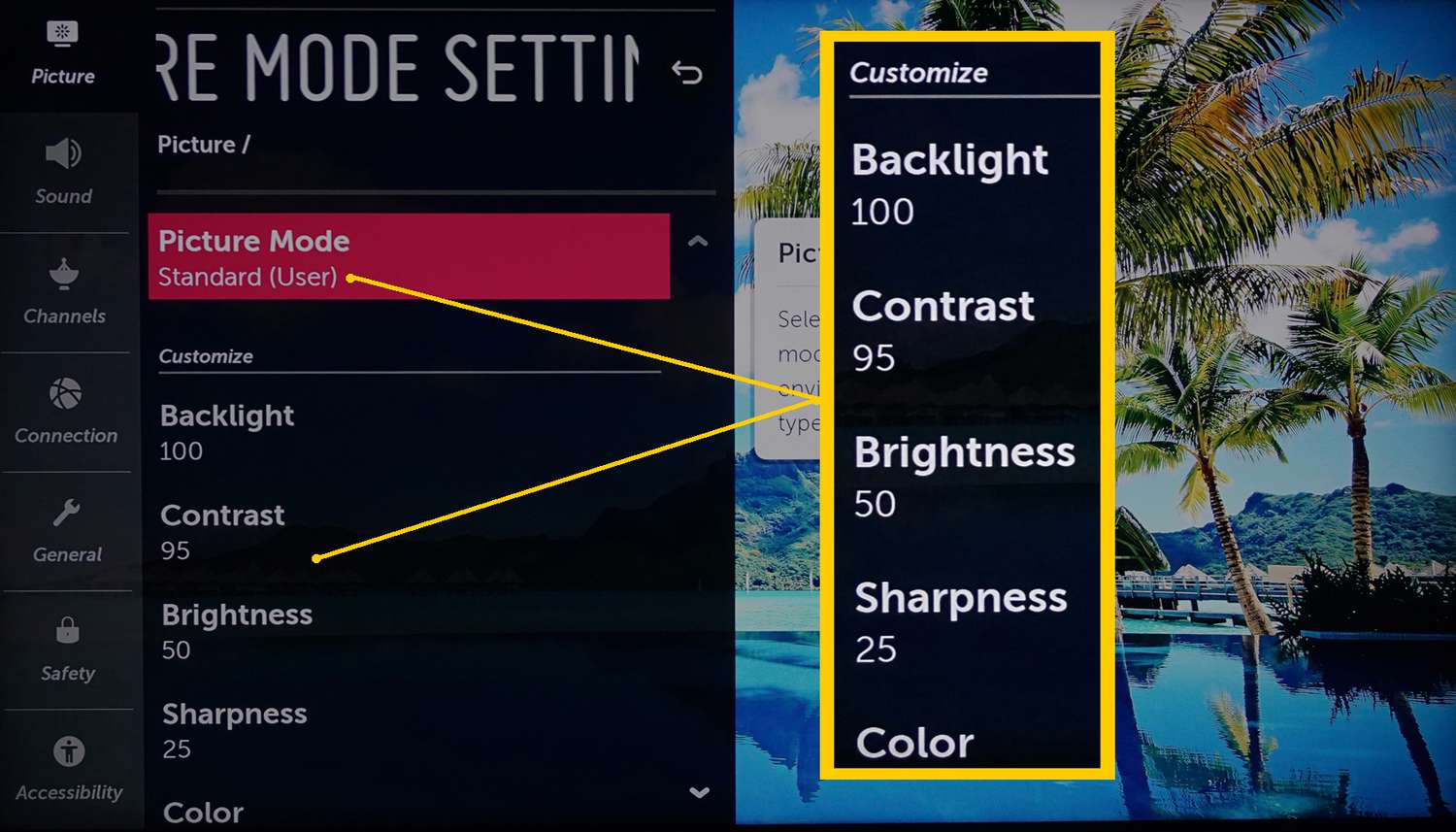 lg tv picture mode settings